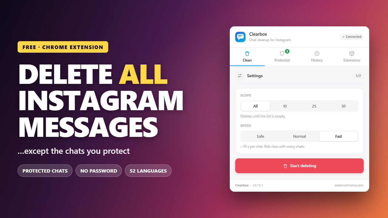 Clearbox Instagram sohbetlerini toplu silerken — video önizleme