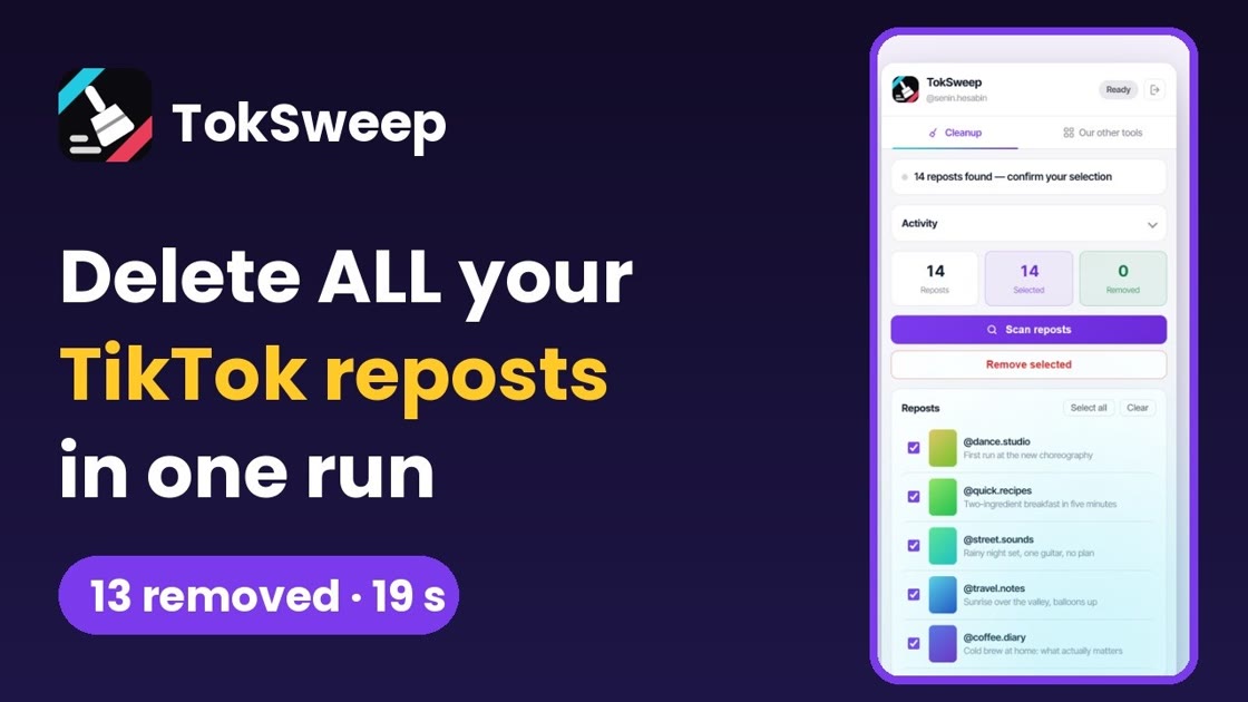 TokSweep tanıtım videosu önizlemesi